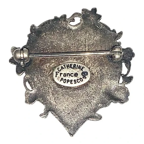 Vintage Catherine Popesco France Signed Enamel Heart Brooch Pin Rare Design - Picture 6 of 6